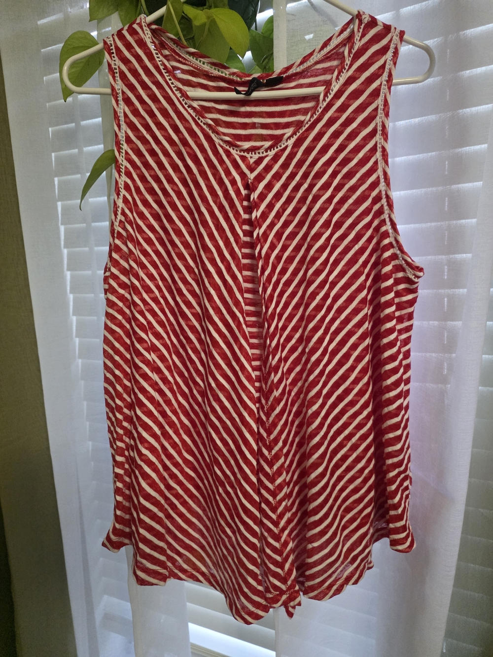 Women’s Red and White Striped Sleeveless Top